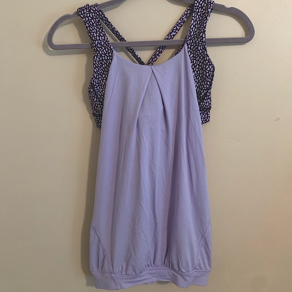Lululemon purple leopard print workout tank top - Picture 1 of 9